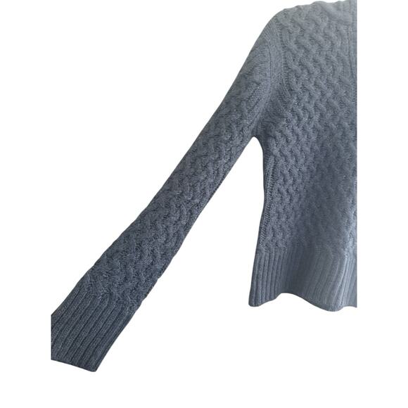 Kenji Womens Medium Blue Wool Alpaca Blend Hooded Cable Knit Sweater #5746 - Picture 3 of 12